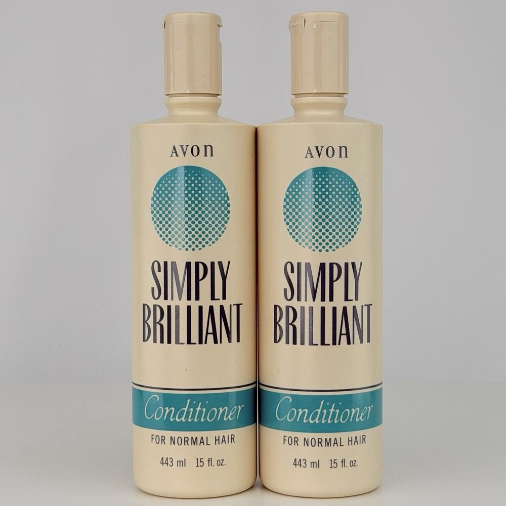 Vintage 1989 Avon Simply Brilliant Conditioner Normal Hair 15 Oz Lot of 2